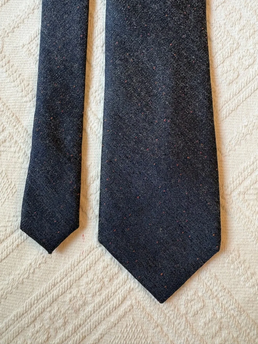 MADE Cam Newton Navy Blue Tweed Knit Silk Blend Necktie Skinny Tie